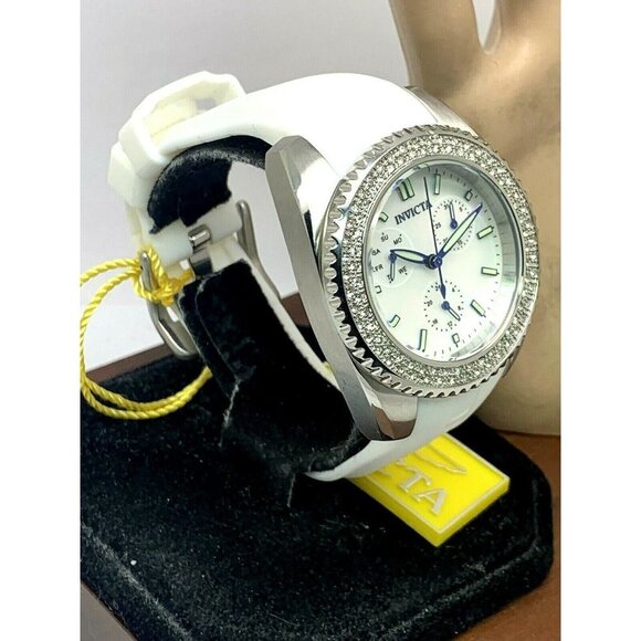 Invicta Women's Watch 28486 Angel 38mm White Dial Crystals Accent Rubber Strap - Picture 13 of 13
